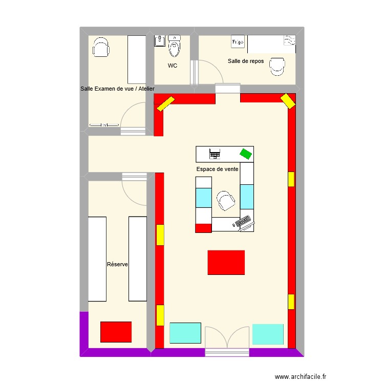 Plan magasin. Plan de 5 pièces et 62 m2