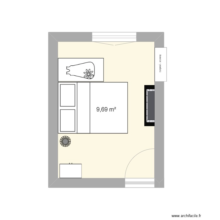 chambre 1. Plan de 1 pièce et 10 m2