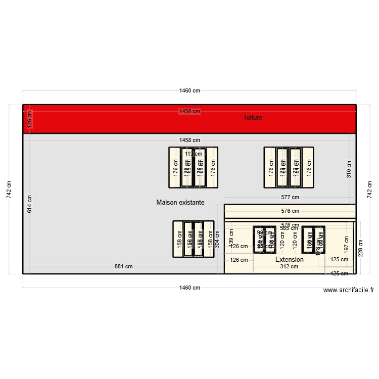 coupe portail. Plan de 33 pièces et 123 m2