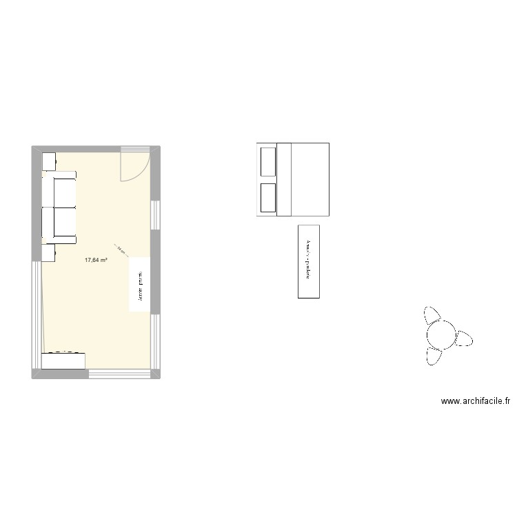 Studio_11. Plan de 1 pièce et 18 m2