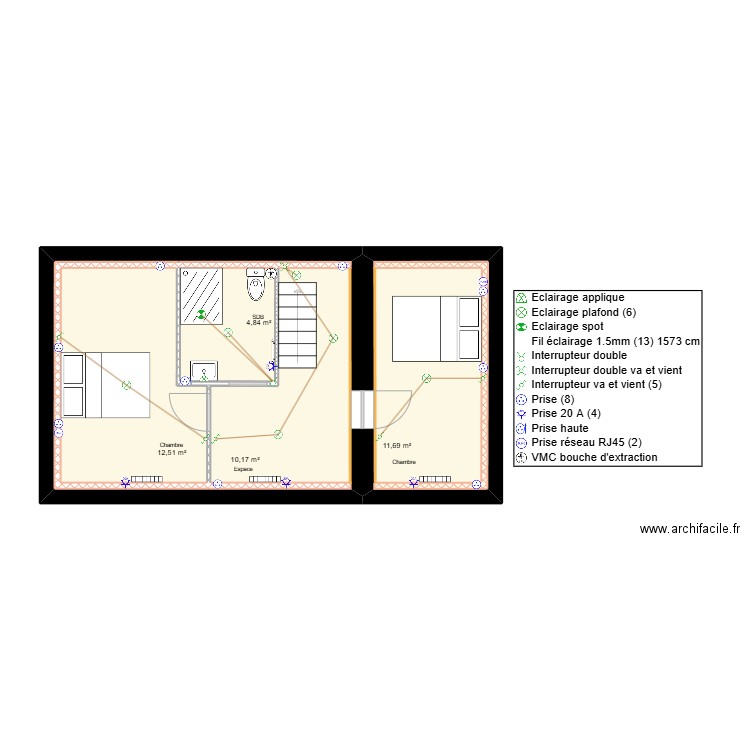 Louis-Joseph 1er Etage Elec. Plan de 4 pièces et 59 m2