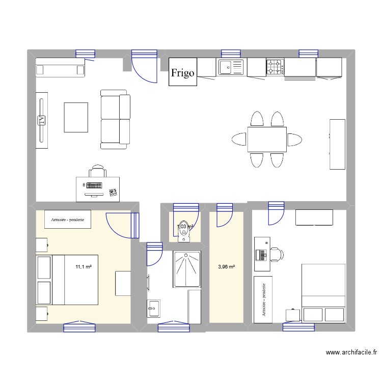 maison. Plan de 3 pièces et 16 m2