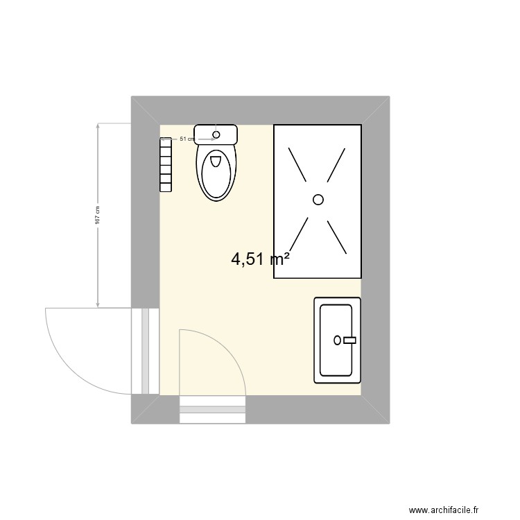 SHAW. Plan de 1 pièce et 5 m2