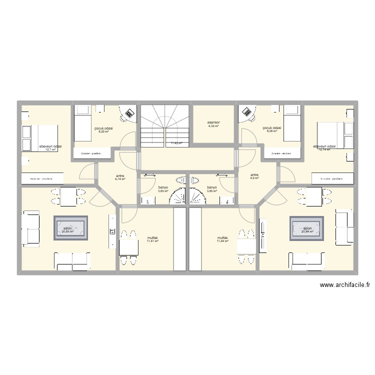 SILIVRI CUMHURIYET 2+1 GIRIS . Plan de 14 pièces et 138 m2