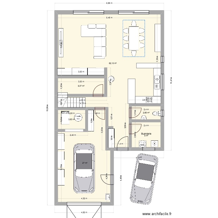 Projet Maison CyrWag. Plan de 6 pièces et 106 m2