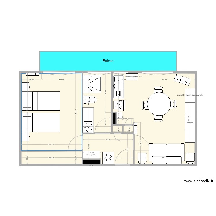 Canet1. Plan de 10 pièces et 45 m2