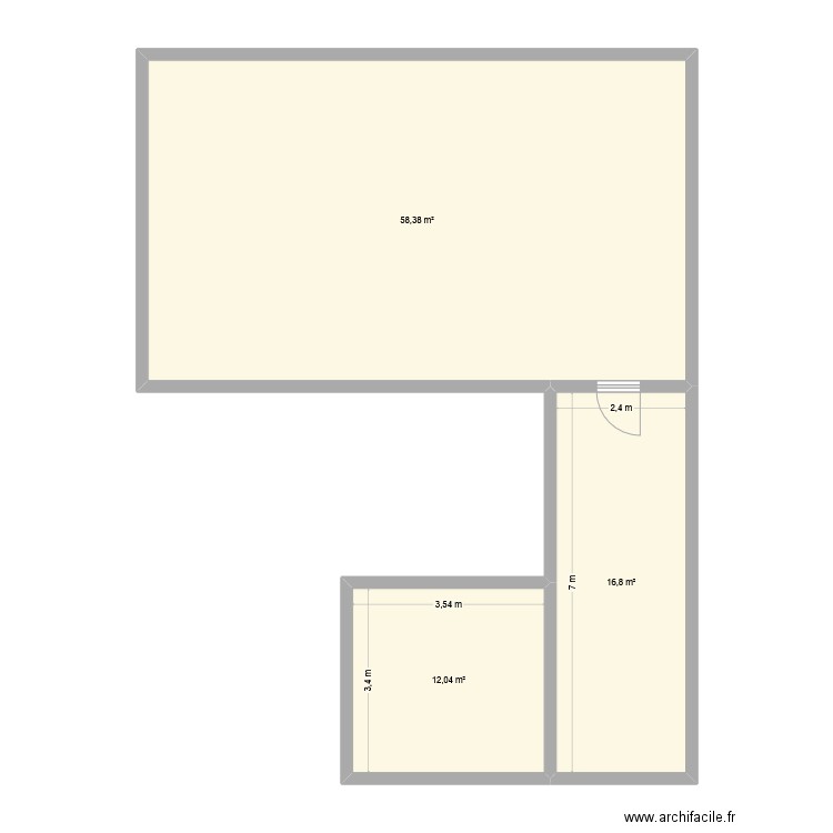 maison + extension 1. Plan de 3 pièces et 87 m2