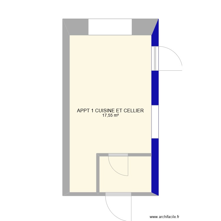 APPT 1 CUISINE ET CELLIER. Plan de 1 pièce et 18 m2