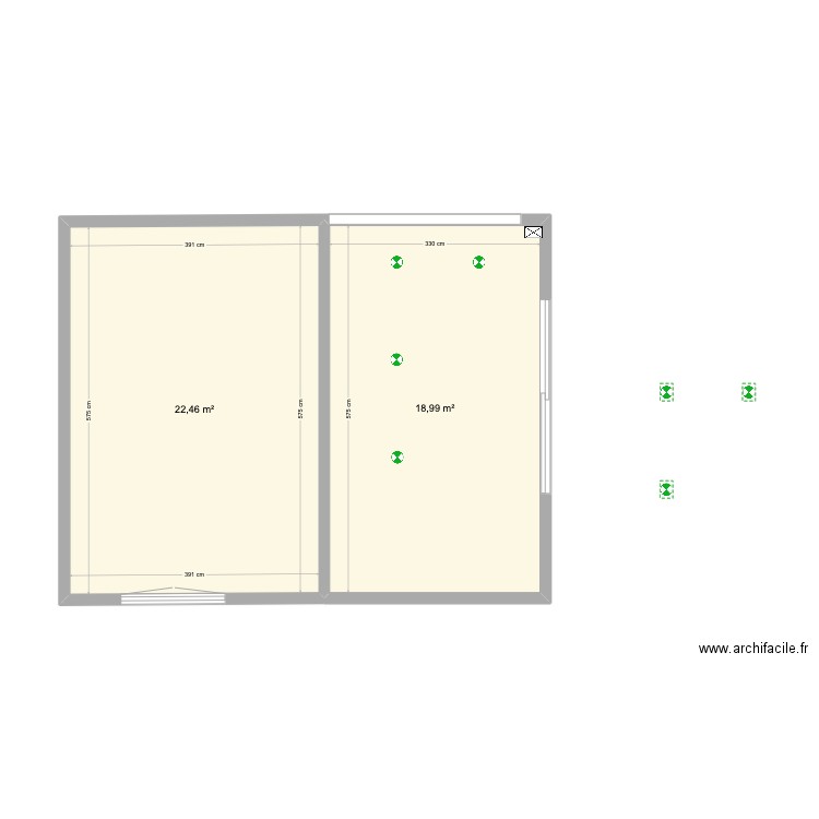 chantier chrys. Plan de 2 pièces et 41 m2