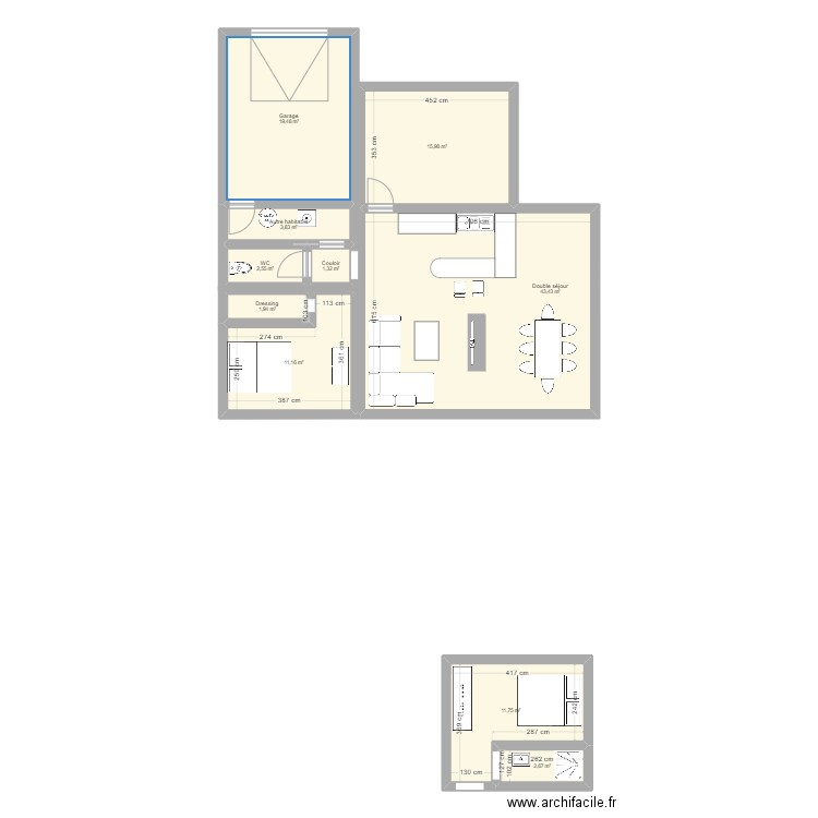 PAV 2. Plan de 10 pièces et 114 m2