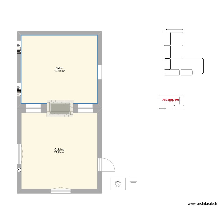 mesurage. Plan de 2 pièces et 41 m2