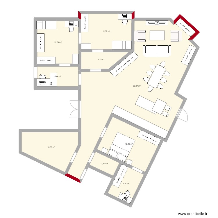 Theophile. Plan de 9 pièces et 126 m2