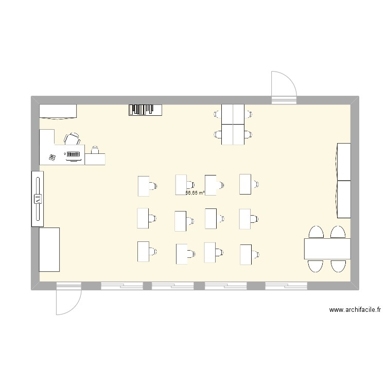 920. Plan de 1 pièce et 57 m2