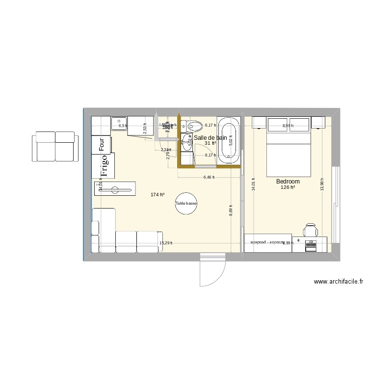 maple garage gael. Plan de 4 pièces et 31 m2