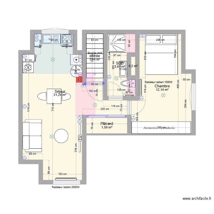 Carpiquet - 13 Route de Bayeux - Etage SOE. Plan de 6 pièces et 41 m2