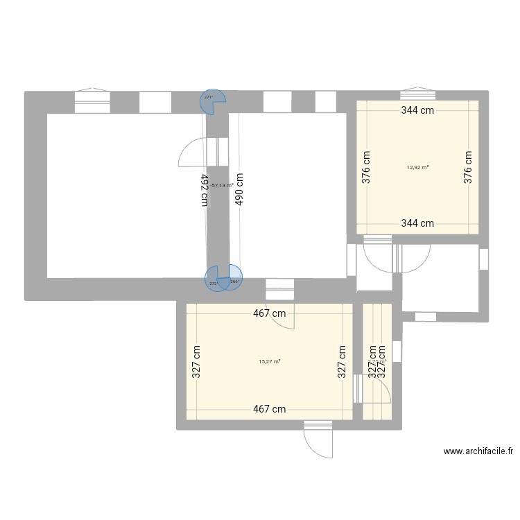 maison pour diagnostique. Plan de 4 pièces et 33 m2