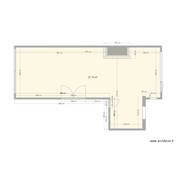 Salon Loolaan 106 Voorburg 2271TP. Plan de 1 pièce et 38 m2