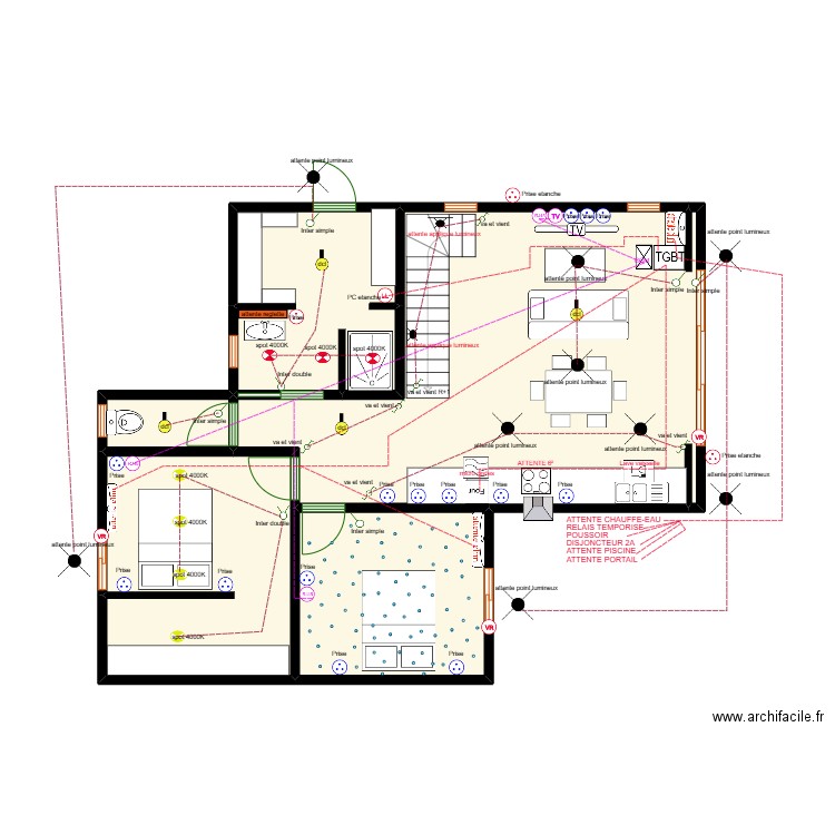 PLAN RDC MSR KBIDI. Plan de 5 pièces et 72 m2