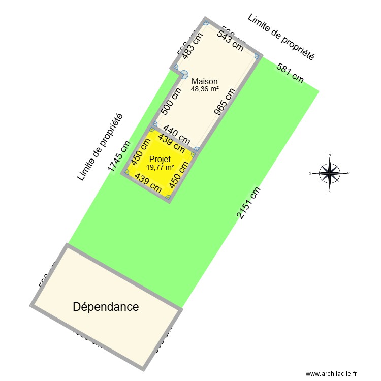 plan cotations. Plan de 3 pièces et 130 m2