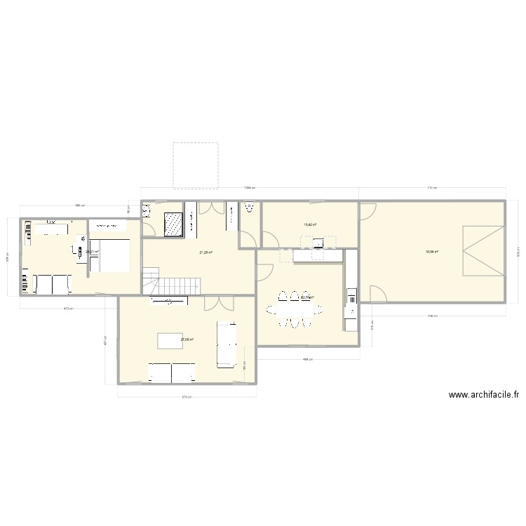 rdc. Plan de 6 pièces et 140 m2