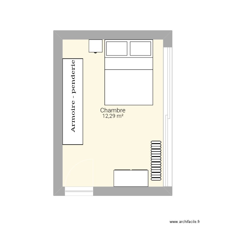 Chambre Alexi. Plan de 1 pièce et 12 m2