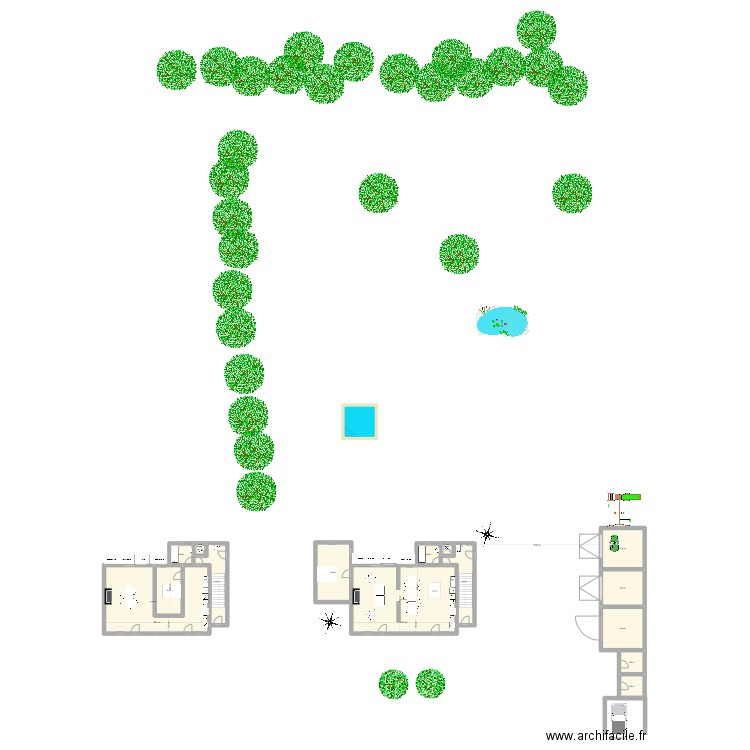 Maisons. Plan de 15 pièces et 238 m2