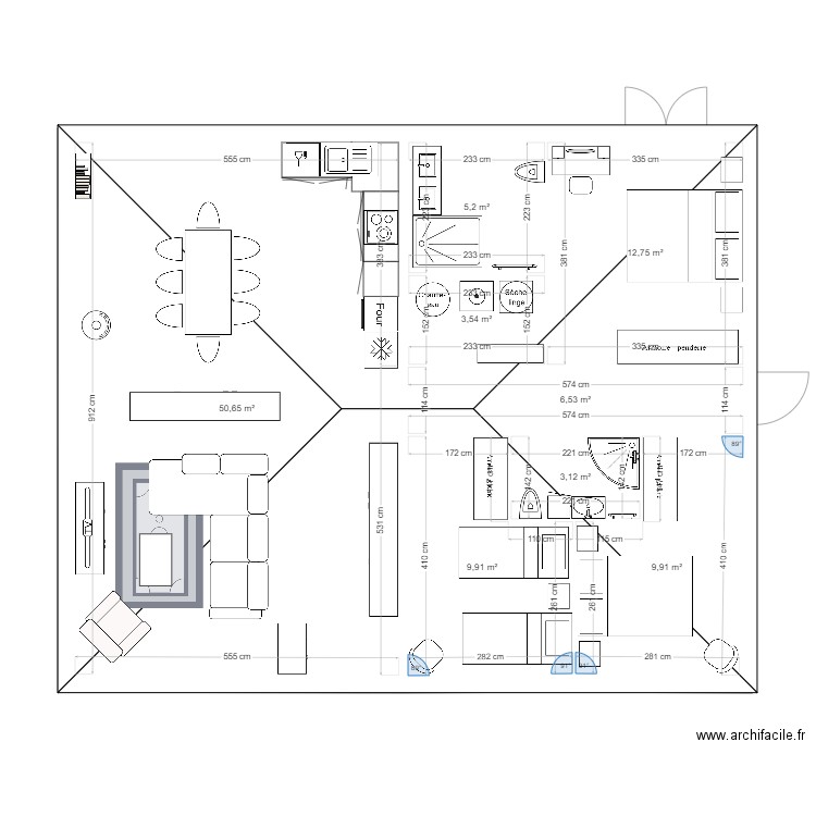 VSM RENO B AVEC TOIT. Plan de 8 pièces et 102 m2