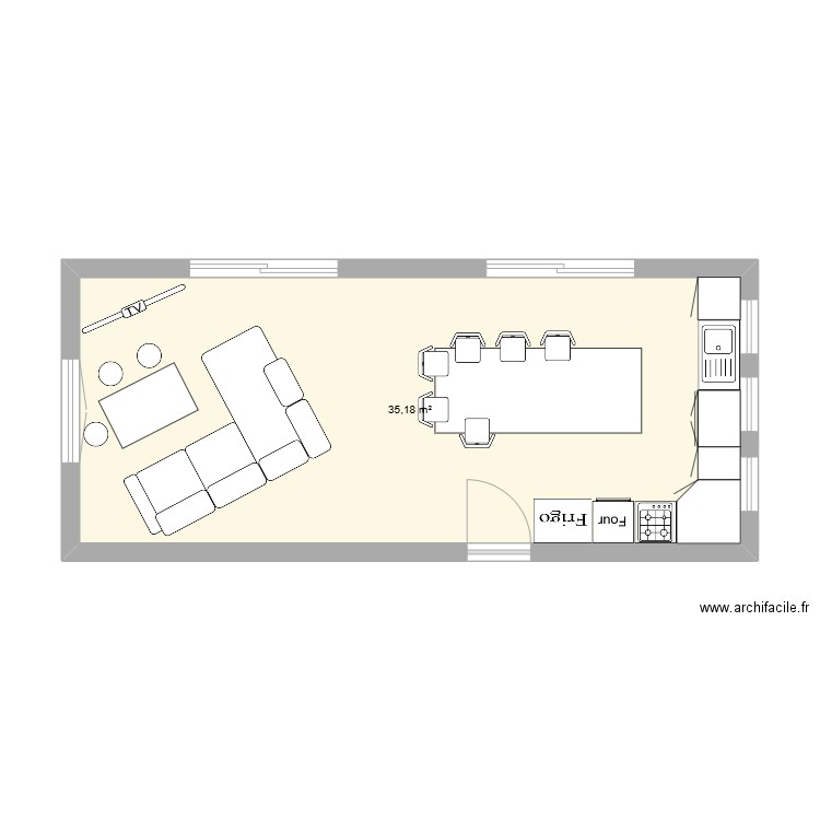 evian appartement. Plan de 1 pièce et 35 m2