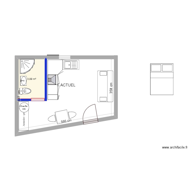 LES VIGNES 2. Plan de 1 pièce et 4 m2