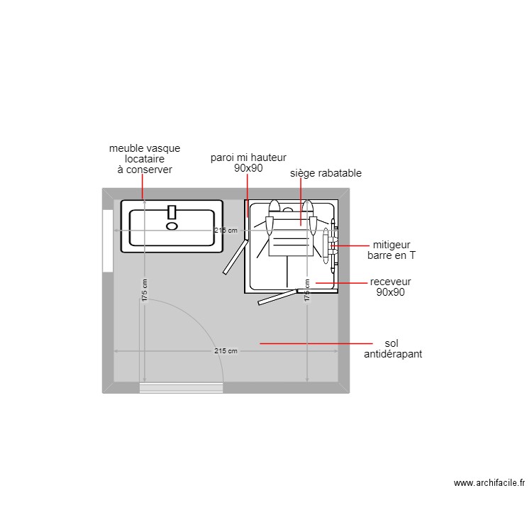 beaupoil. Plan de 1 pièce et 4 m2