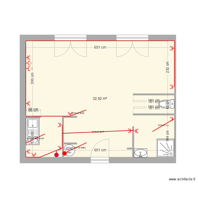 plan pc terminer . Plan de 1 pièce et 33 m2