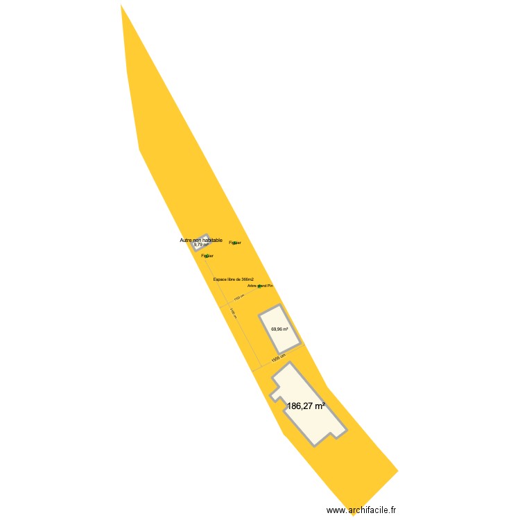 Aiguelongue. Plan de 3 pièces et 266 m2