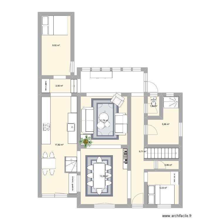 21 KLEBER N°1. Plan de 10 pièces et 78 m2