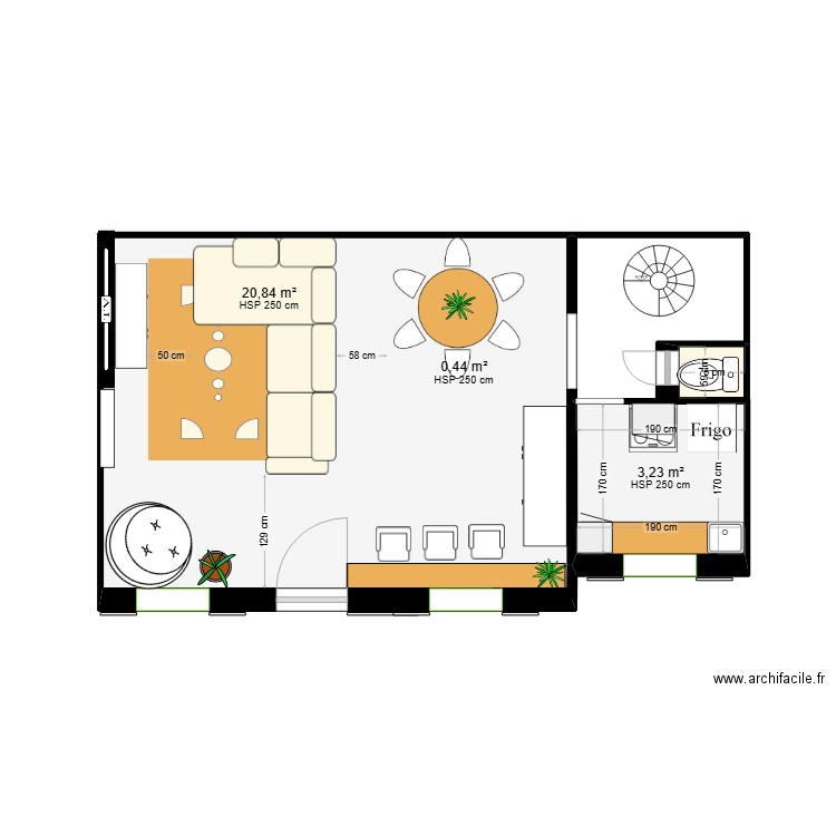 ASPRAMOUR. Plan de 3 pièces et 25 m2