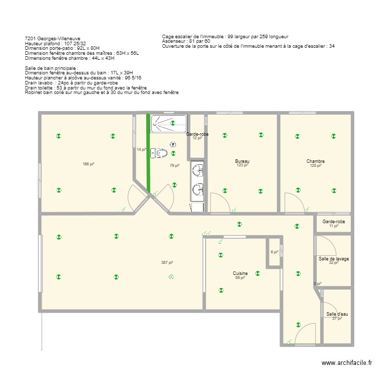 7201 Geroges-Villeneuve-PROGETÉ. Plan de 13 pièces et 99 m2