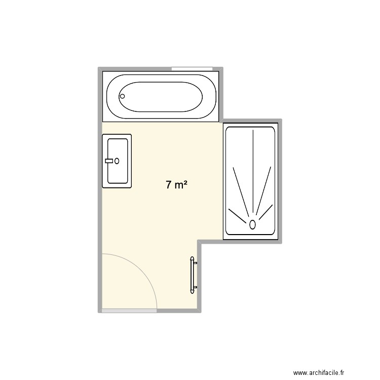 SALLE DE BAINS. Plan de 1 pièce et 7 m2