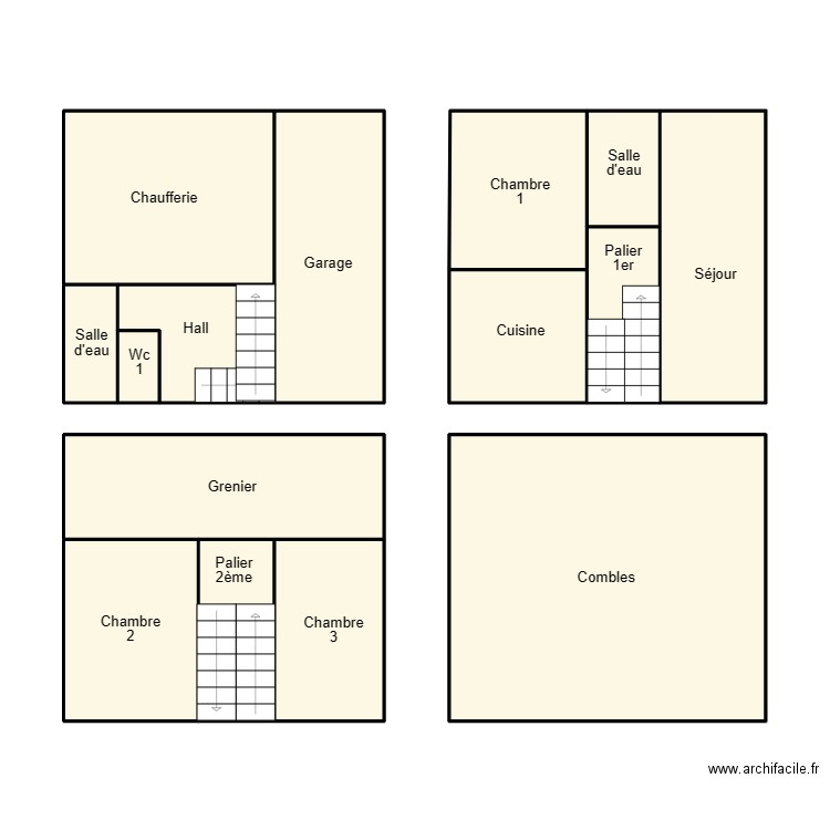 QUIMPER JONCOUR GEORGETTE. Plan de 15 pièces et 89 m2