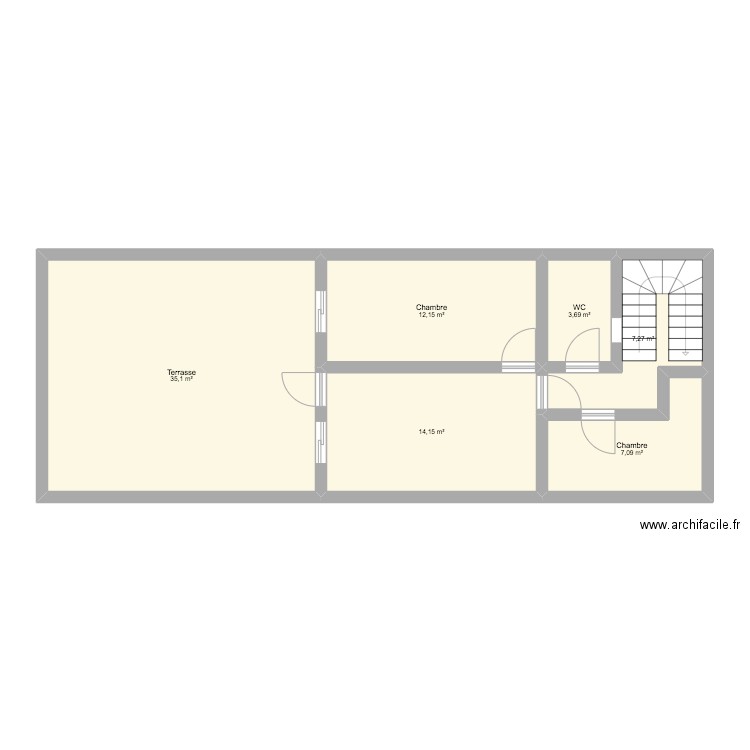 maison 2. Plan de 6 pièces et 79 m2