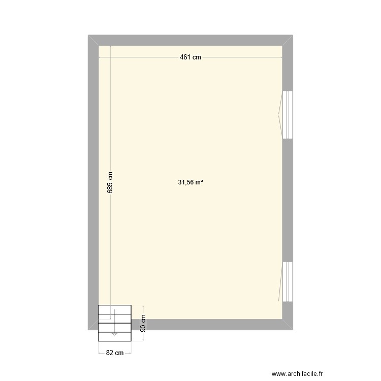 2 pièces 1 base. Plan de 1 pièce et 32 m2