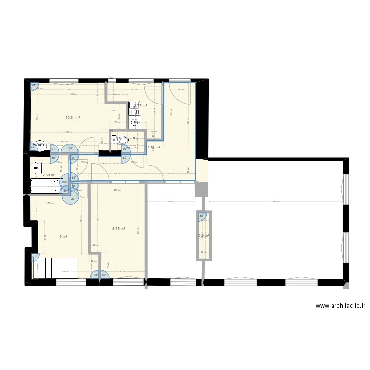 plan 2dbg V1609 00H49 RATé. Plan de 8 pièces et 47 m2