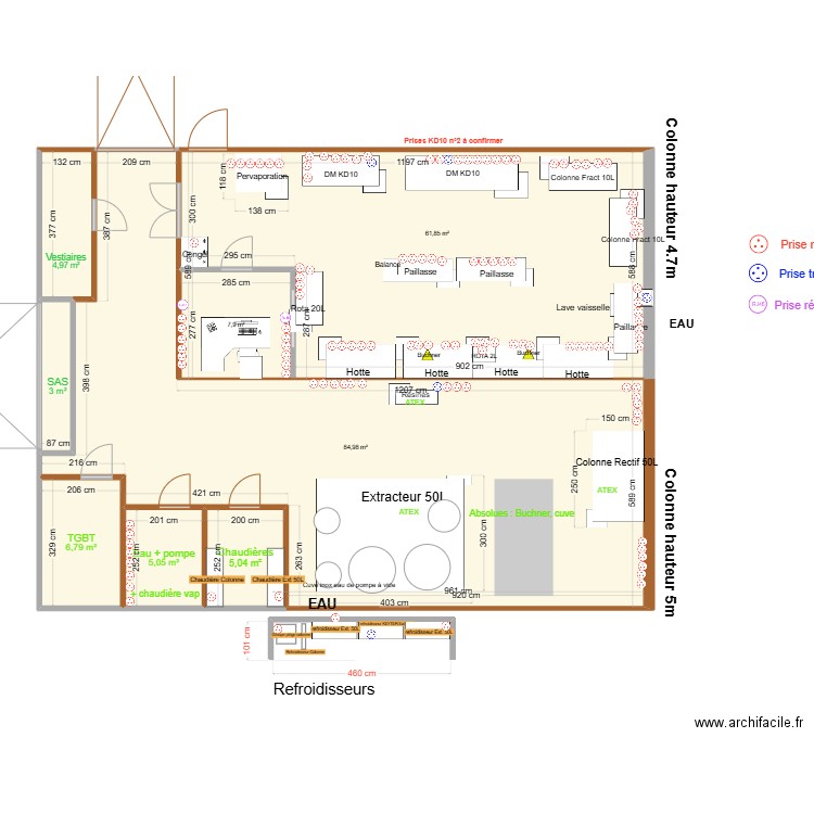 hall pilote éléctricité. Plan de 8 pièces et 180 m2