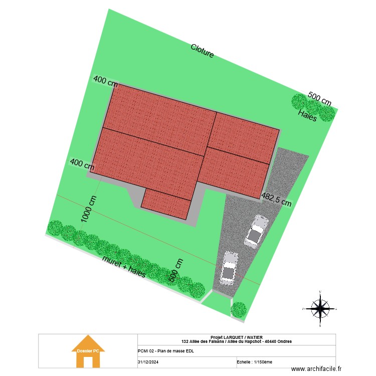 Plan de masse PC faisans EDL. Plan de 1 pièce et 147 m2