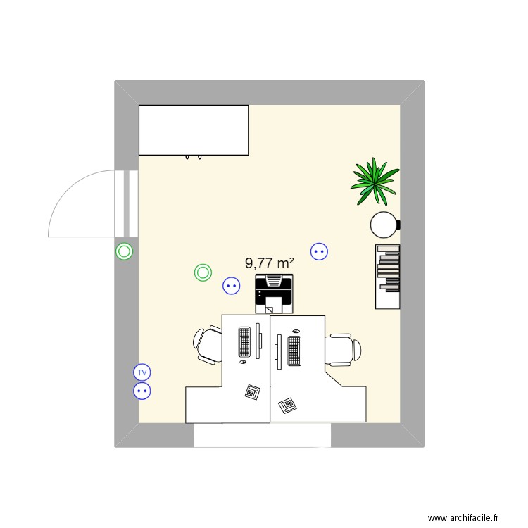 bureau maison. Plan de 1 pièce et 10 m2