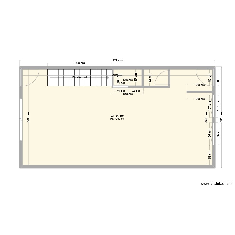 PLAN 1 RDC. Plan de 1 pièce et 41 m2