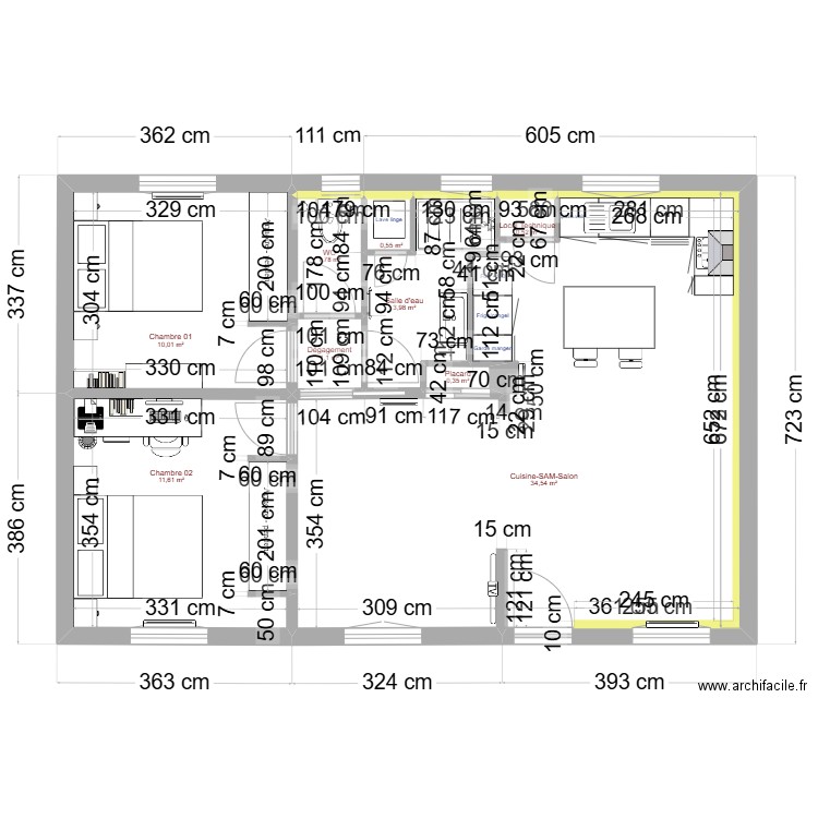 PLAN 06 AMENAGEMENT INTERIEUR. Plan de 9 pièces et 64 m2