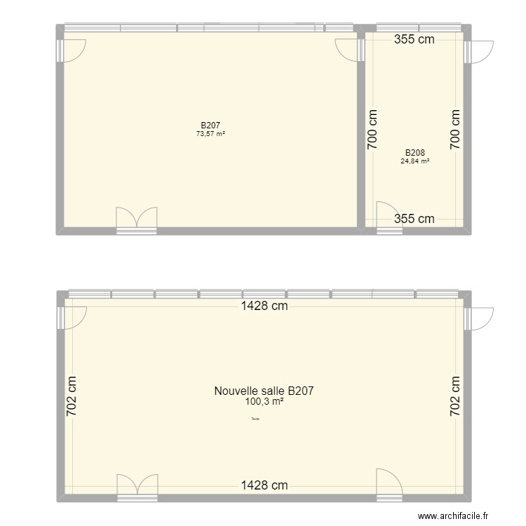 ATEL. Plan de 3 pièces et 199 m2