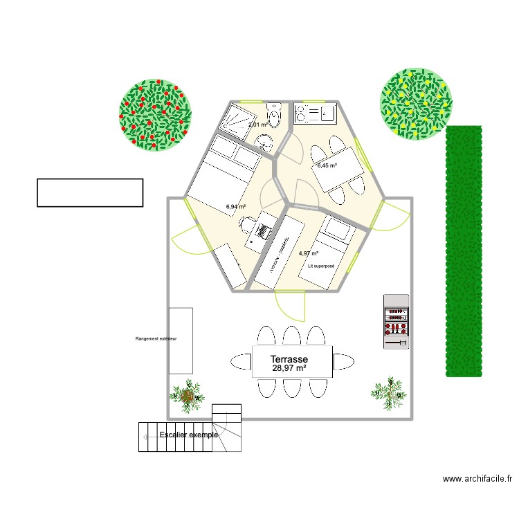 Aménagement Mathieu 3. Plan de 5 pièces et 49 m2