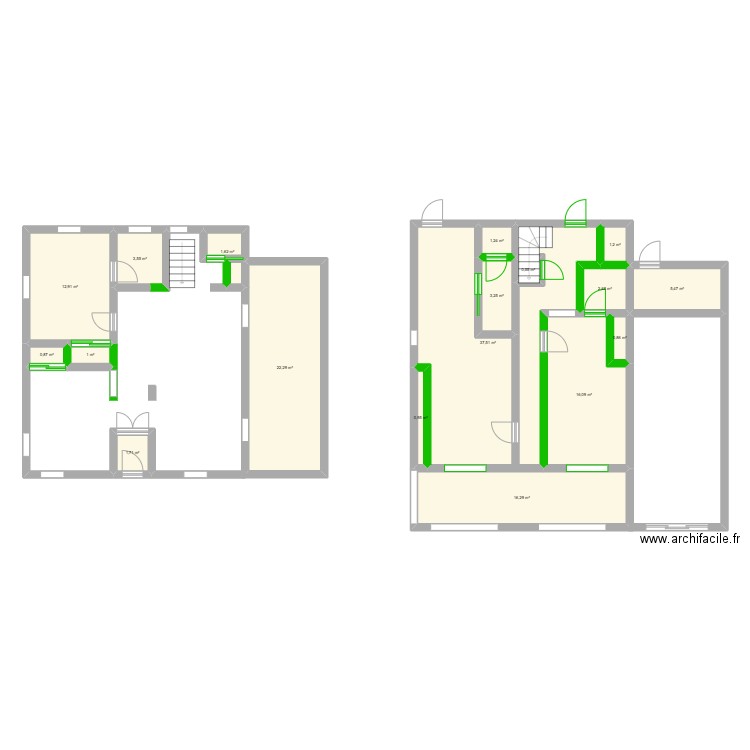 maison bas. Plan de 18 pièces et 130 m2