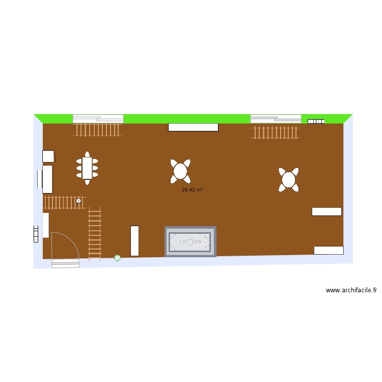 Plan d'étude ma structure et ses locaux . Plan de 1 pièce et 35 m2