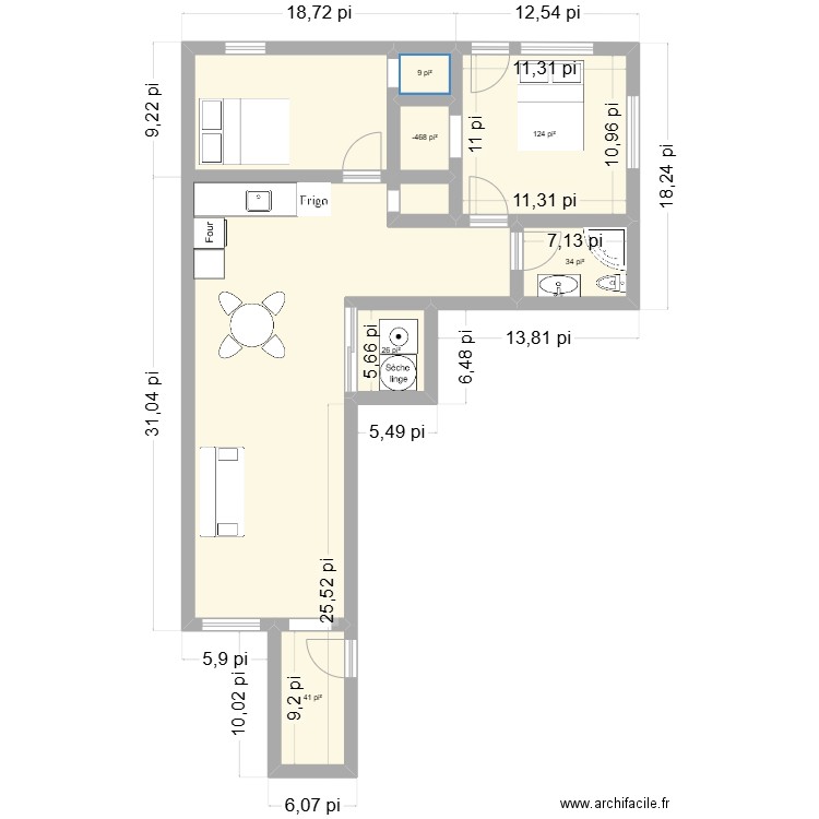 oli8888. Plan de 6 pièces et 23 m2